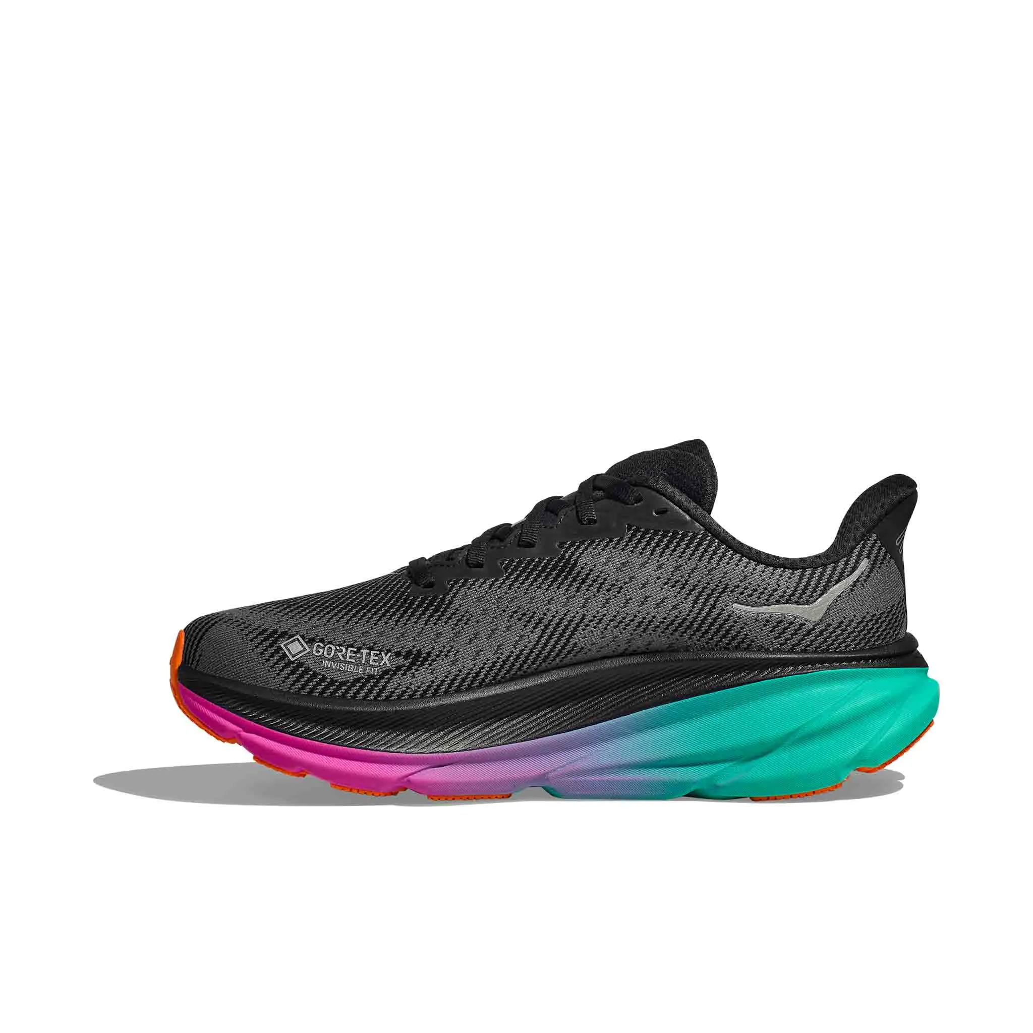 HOKA | Women's Clifton 9 GORE-TEX Running Shoes - Black/Electric Aqua