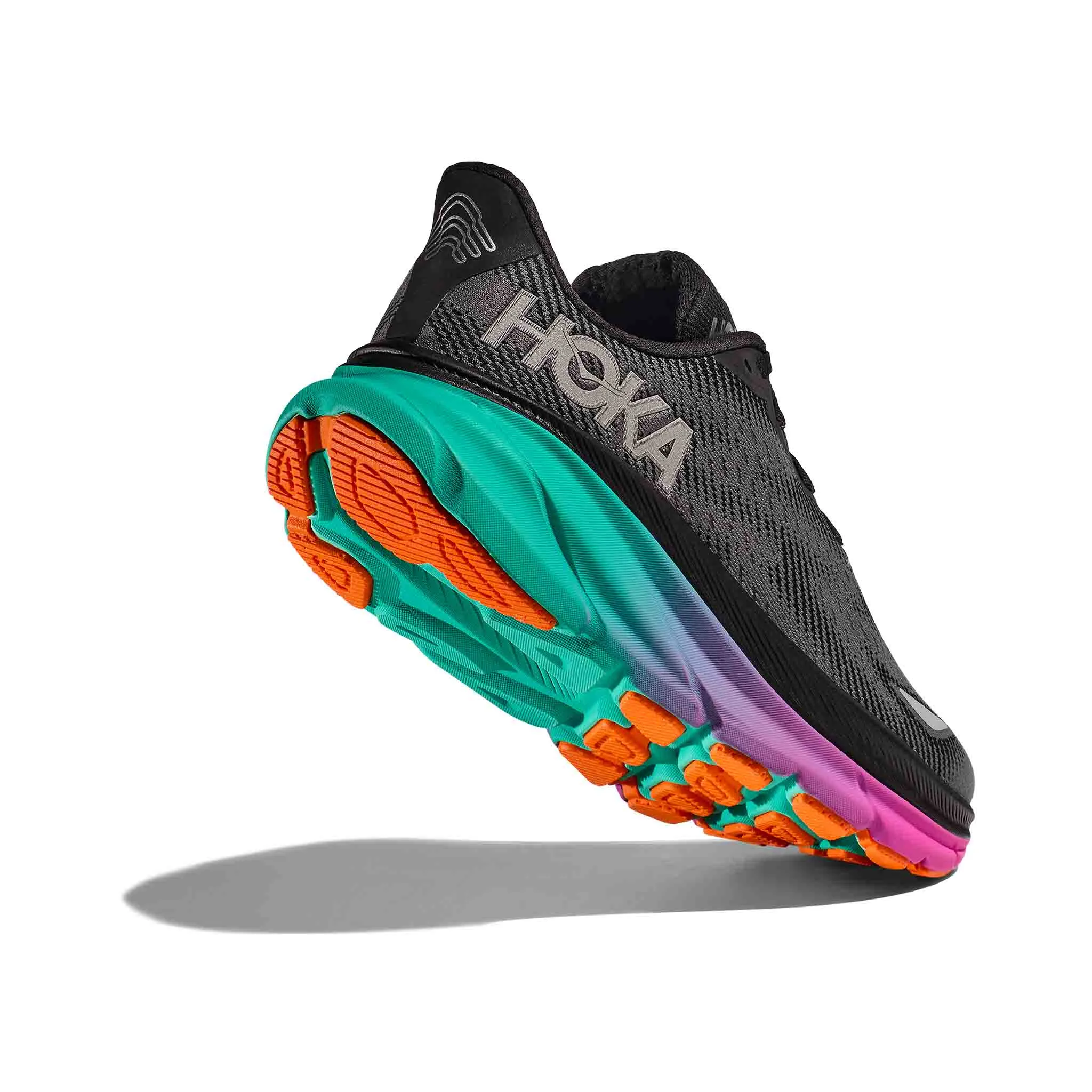 HOKA | Women's Clifton 9 GORE-TEX Running Shoes - Black/Electric Aqua