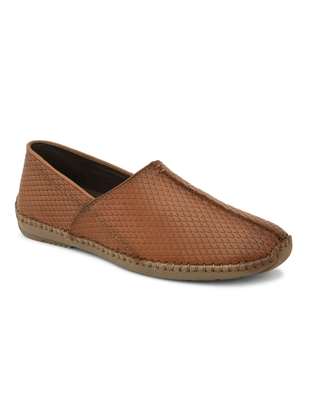 Pelle Albero Men's Tan Genuine Leather Slip-on Casual Mojari